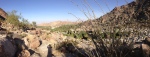 A view of the valley below in panorama.  Palms, hot springs, boulders and maybe a rough road!  